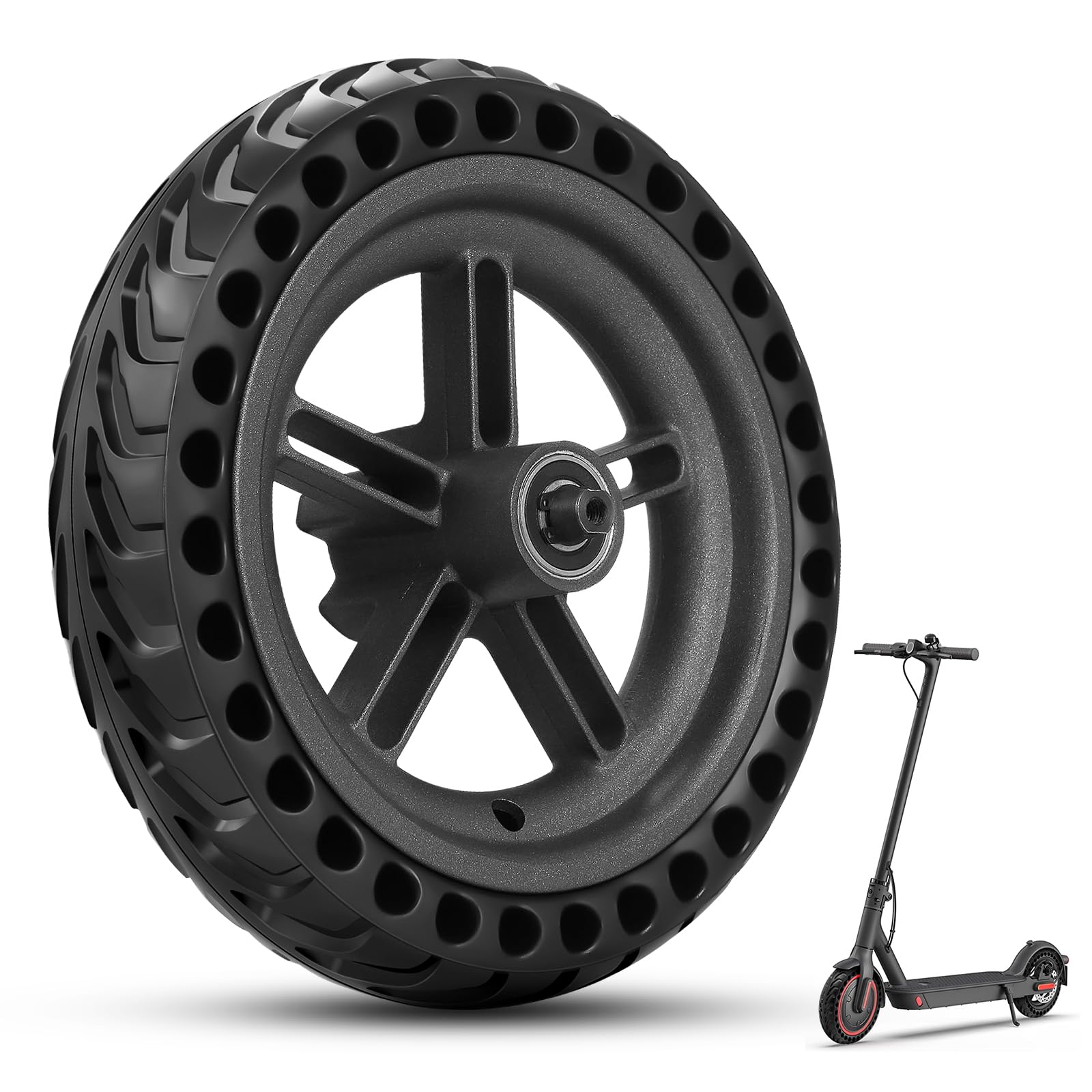 SYACHI E Scooter pneu et plein pour Xiaomi M365 1S, 8,5", en caoutchouc plein, avec moyeu de roue, roue de rechange, pneu intégré