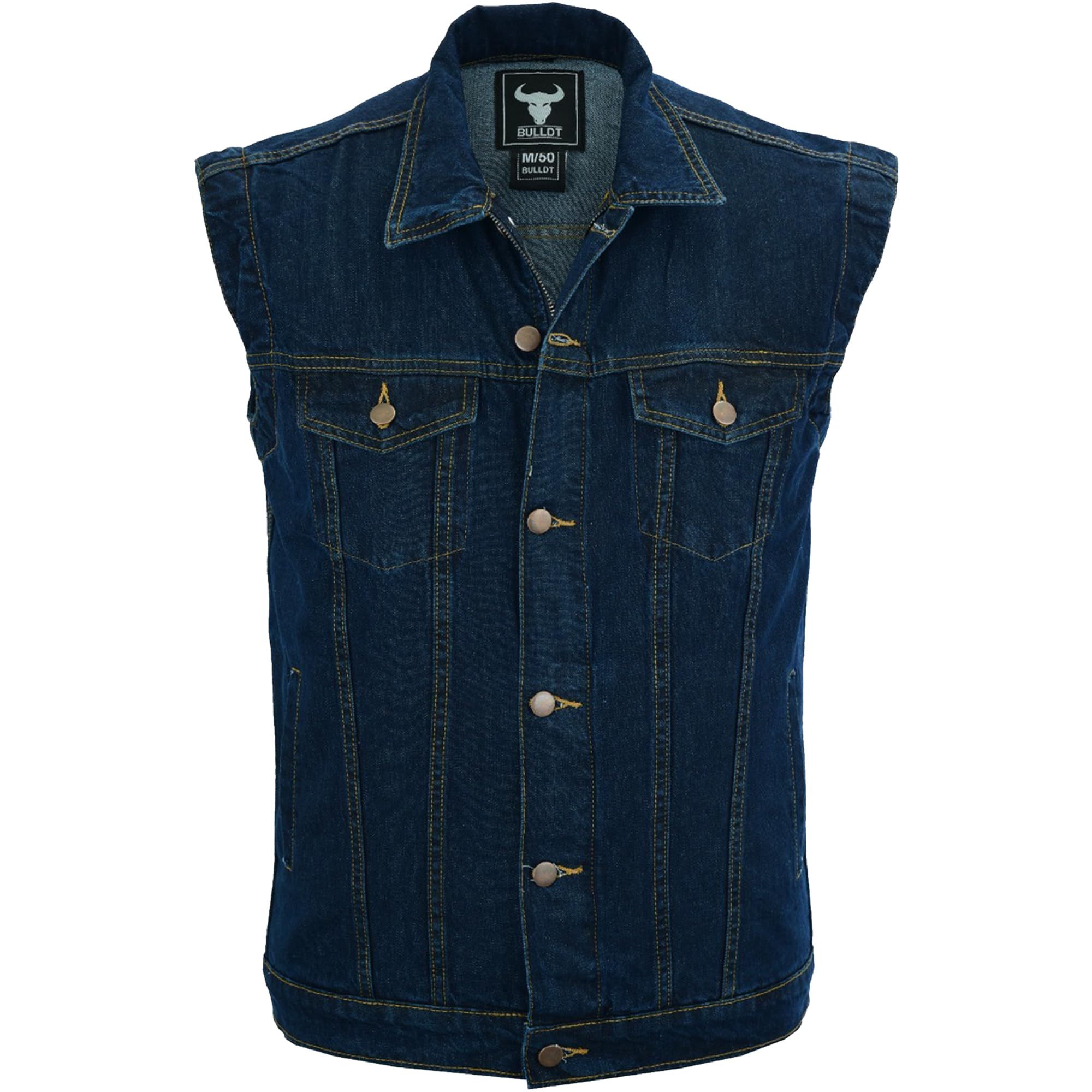 BULLDT Herren Motorrad Denim Biker Jacke - Stilvolle Trucker Weste mit Kragen Vintage Klassisches Design 100% Baumwolle