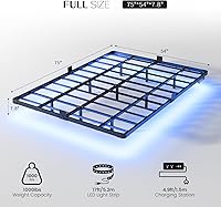 Vista 2 de OLEVS Base de cama flotante de tamaño matrimonial con luces LED inteligentes y estación de carga, cama moderna de plataforma de metal, fácil