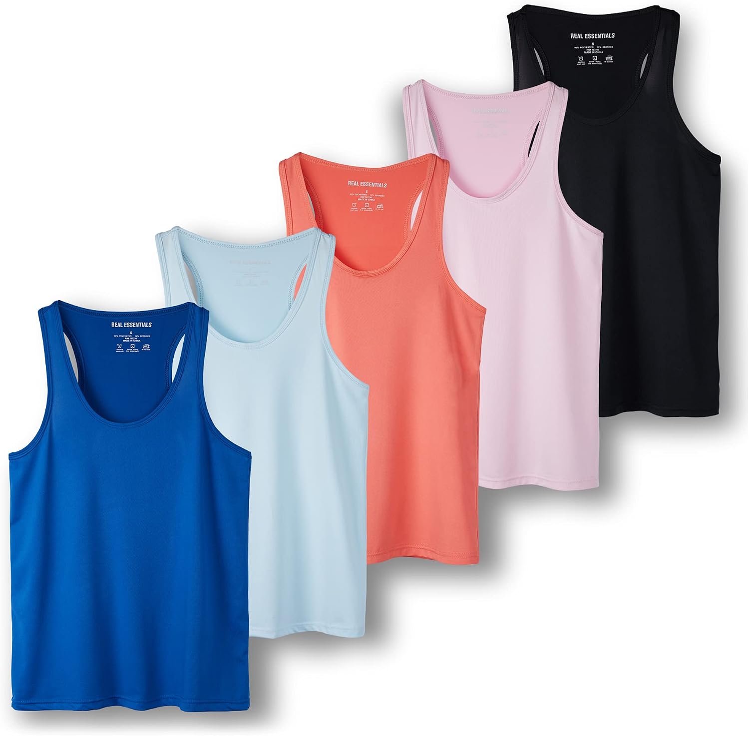 5-Pack Women's Racerback Tank Top Dry-Fit Athletic Performance Yoga Activewear (Available in Plus Size)