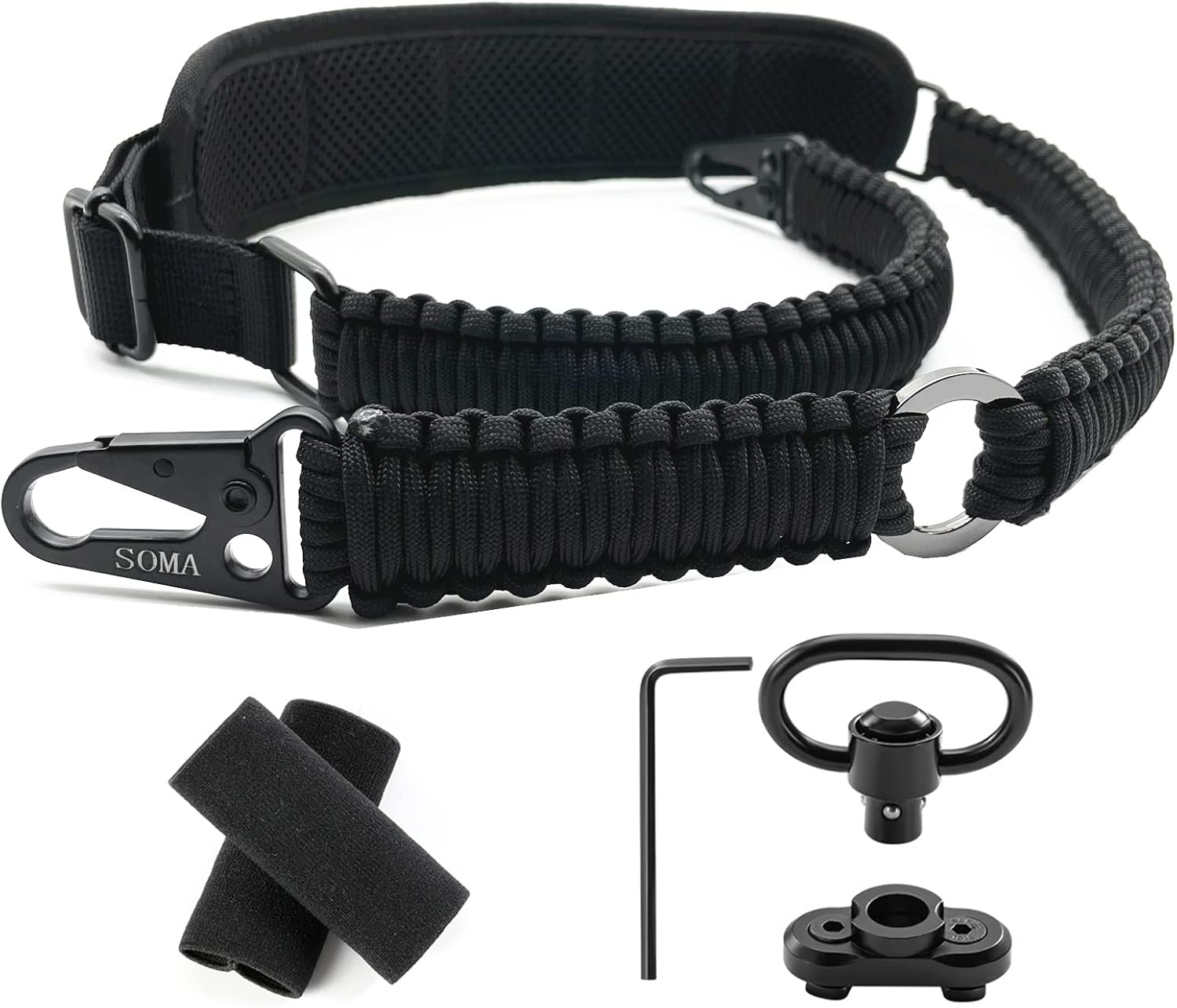 SOMA Rifle Sling with Shoulder Pad and QD Sling Mount, 550 Paracord Gun Sling, QD Rifle Sling Black : Sports & Outdoors
