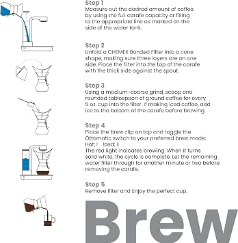 Chemex Ottomatic Pour Over Coffee Maker Set, 40 oz Capacity Automatic Pour Over Machine with 6 Cup Glass Coffeemaker, Specialty Drip Brewer, Barista Quality Coffee System