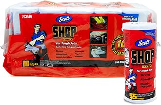 Scott Shop Towels 10-pack 55 Towels Per Roll, 11" X 10.4" Sheet Size, Absorbs Liquids, Oils and Grease