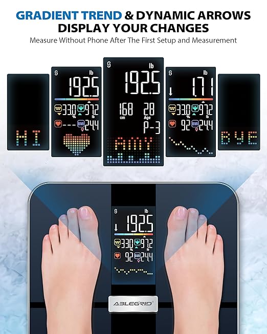 Báscula de baño inteligente ABLEGRID, 22 métricas, 400 lb miniatura 2