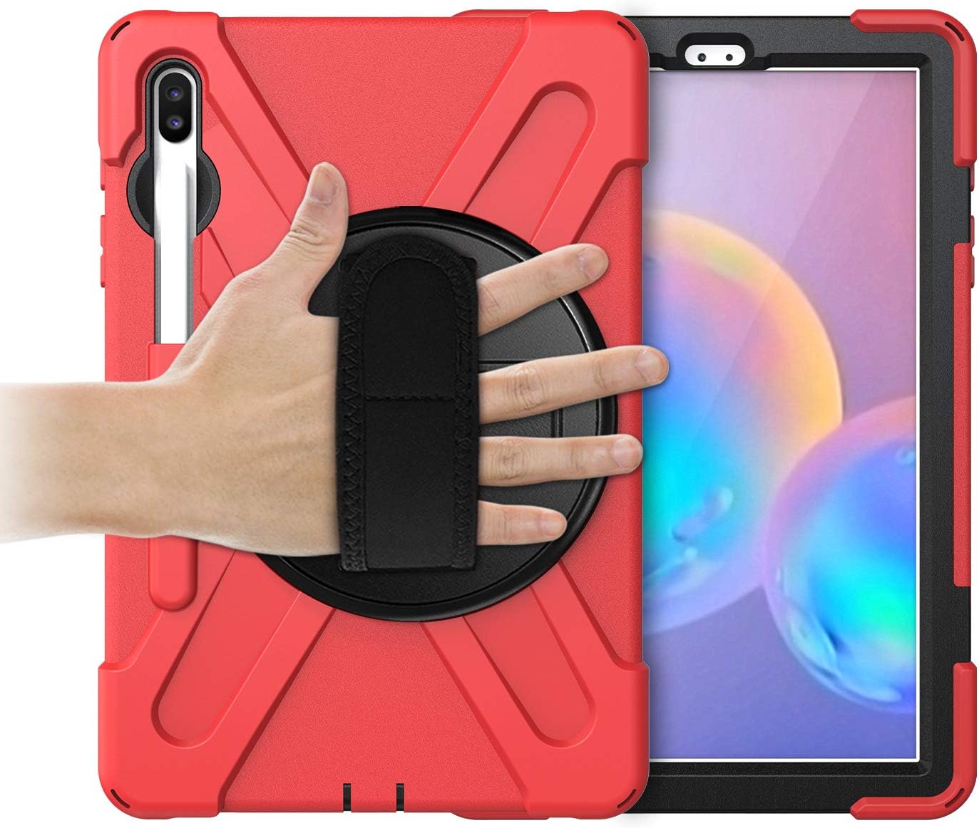 KIQ Shield Series for Samsung Galaxy Tab S7 FE Case Galaxy Tab S8 Plus Case Heavy Duty Shockproof Case w/S Pen Holder for Samsung Tab S7 fe 5G case 12.4 Inch 2020 SM T970 X800 T730 - Red
