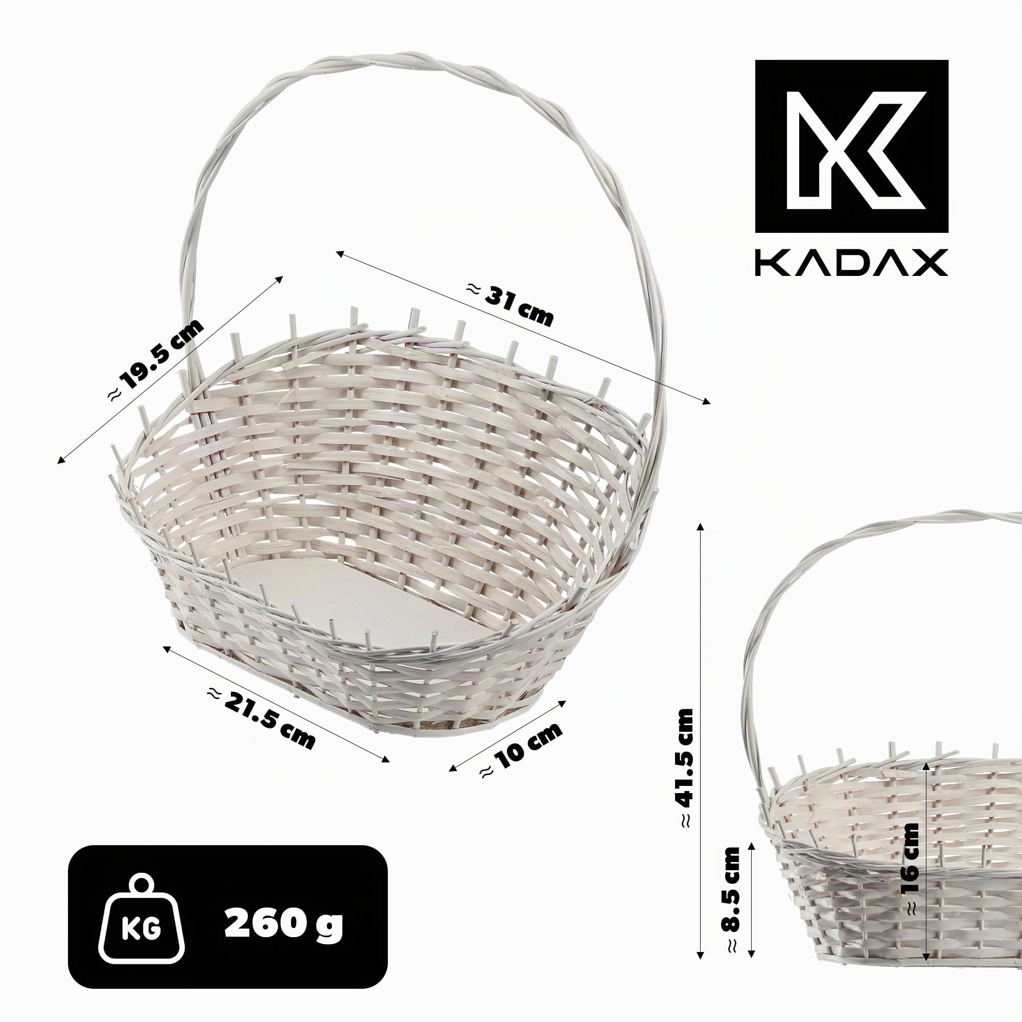 KADAX Panier cadeau universel en osier tressé de qualité supérieure - Panier de rangement tressé - Panier de présentation (blanc, petit)