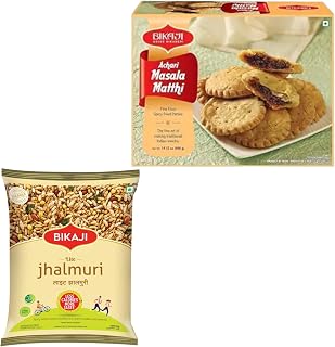 Bikaji Lite Jhalmuri 200g (7 oz), Authentic Kolkata Street Style Puffed Rice Snack Mild Spicy Crunchy Jhalmuri Mix with Sev & Peanuts Vegetarian Indian Namkeen Bikaji Achari Masala Matthi 14.11 oz