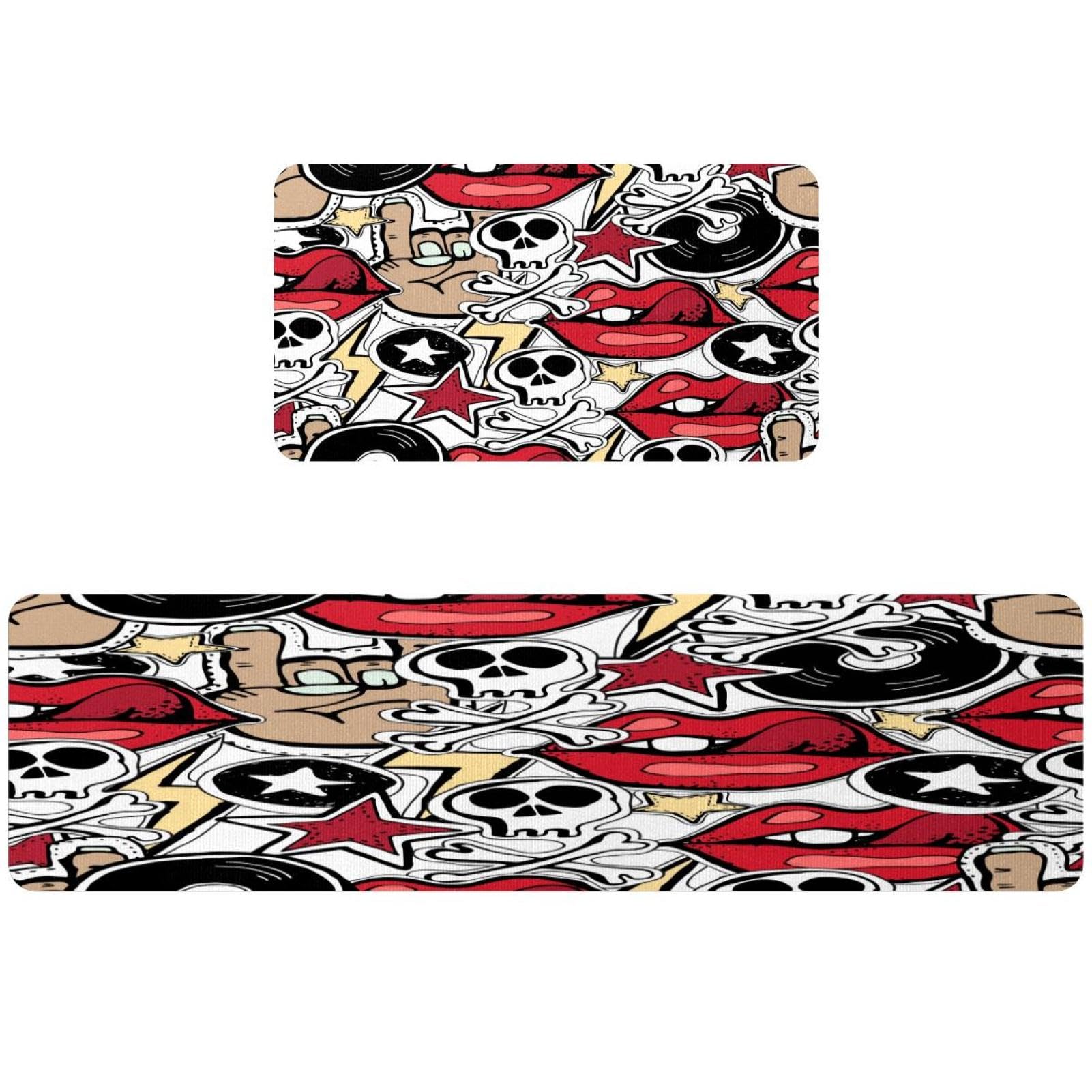 Évitez les glissades avec le tapis de cuisine antidérapant et absorbant style punk rock