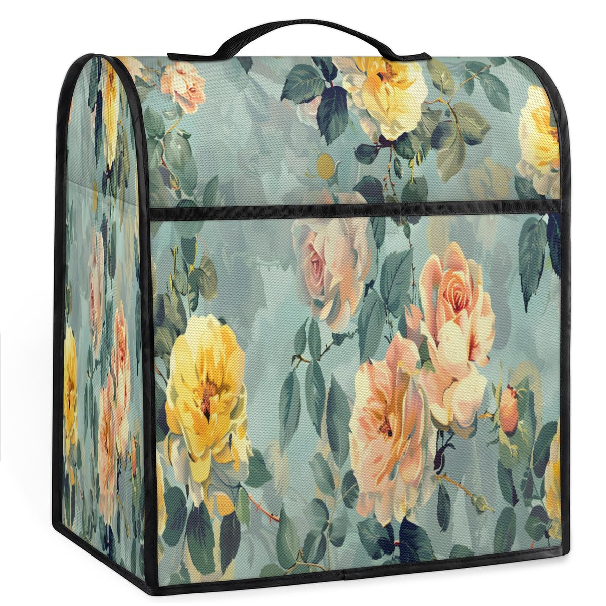 Coffee Maker Cover Watercolor Rose Flower Kitchen Appliance Covers Small Appliance Covers Blender Cover Juicer Cover Dust Covers for Kitchen Appliances with Top Handle and Pockets,Washable,B739