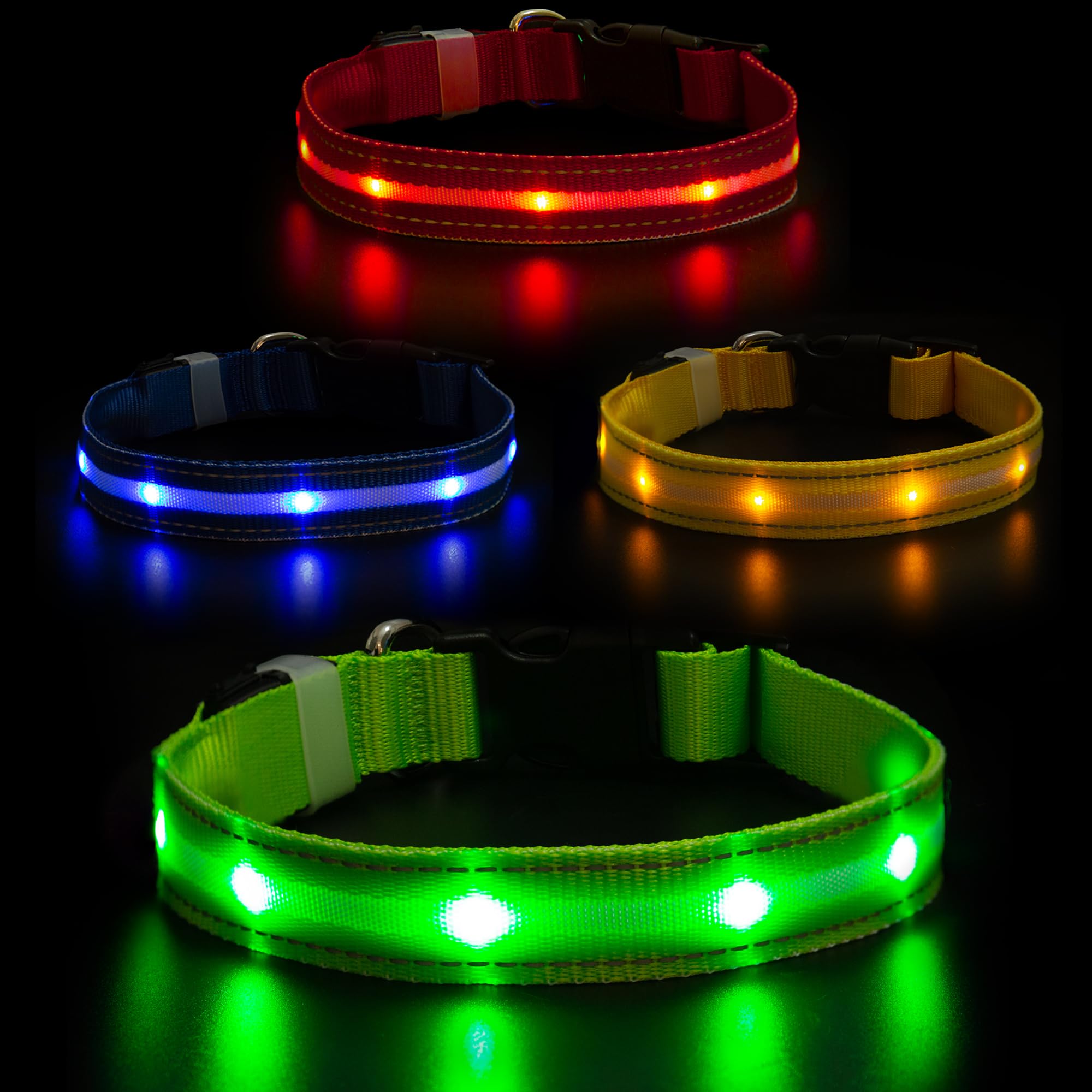 Albert Austin Light Up Dog Collars for Night Walking Ultra Bright LED Dog Collar with 3 Flashing Modes and 8 Hour Working Time USB Rechargeable Waterproof Adjustable Dog Collar (Green, S (28-40cm))