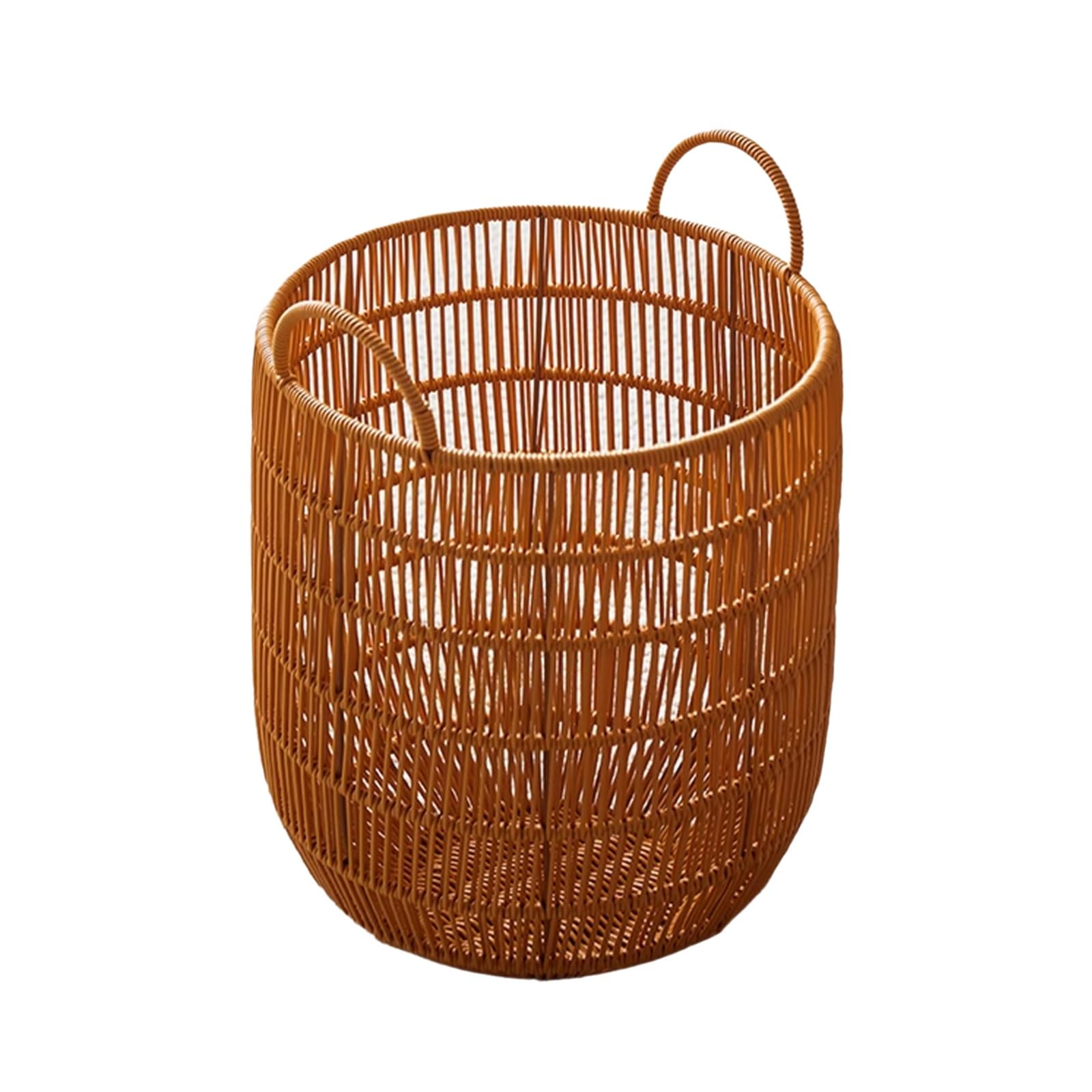 Wäschekorb Geflochten Rund, Wäschesortierer Aufbewahrungskorb für Schlafgemach, Runder Korb mit Henkel, für Waschküche Schlafzimmer Badezimmer(D34*H40cm)
