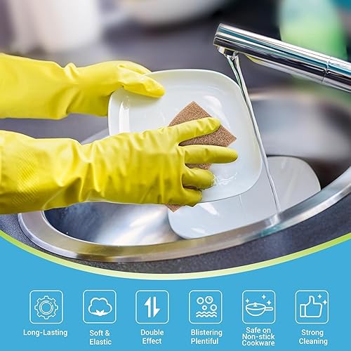 Miniatura 4 de AIDEA Esponjas antiarañazos, 12 unidades, esponja natural para utensilios de cocina antiadherentes, esponjas de cocina, esponja de celulosa