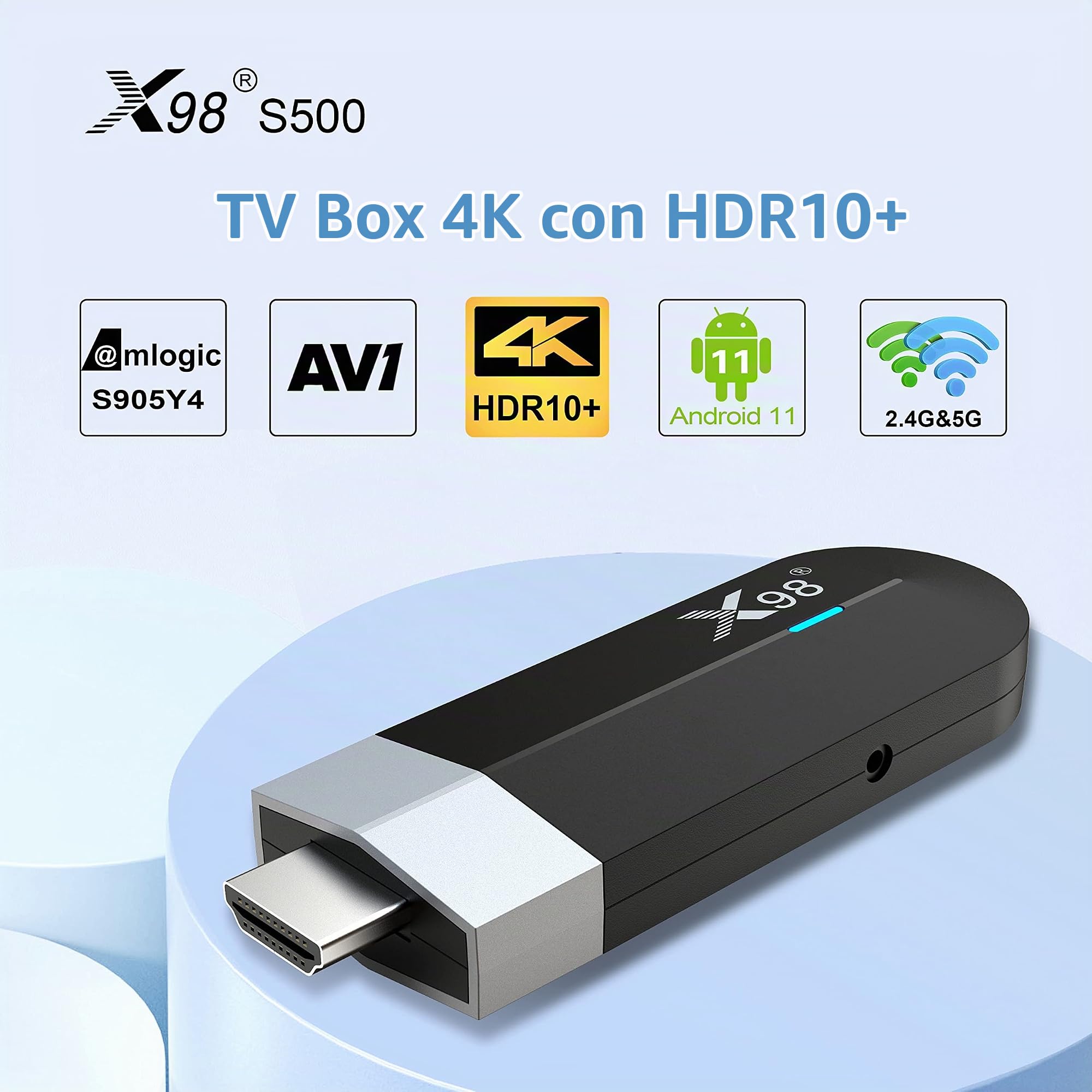 ZUMKUNM X98 S500 Smart TV Stick Android 11 Amlogic Quad Core 64bit 4GB RAM 32GB eMMC Rom 4K UHD AV1 Dual WIFI 2.4G 5.8G Bluetooth 3D HDR HLG Support