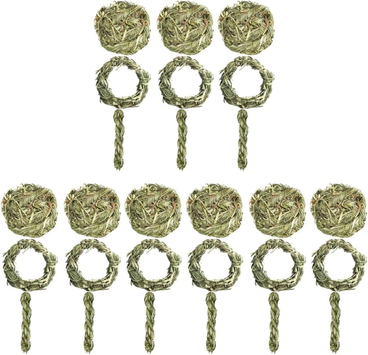 balacoo 27pcs Pet Chewing Grass Toys for Animals Grinding Plaything for Guinea Pigs Hamsters Chinchillas Includes Rings Balls and Twists