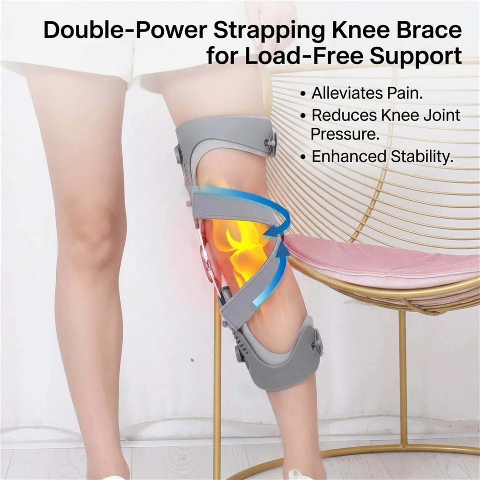 Rodillera Estabilizadora con Bisagras Soporte Articular Ajustable para Deporte y Diario Transpirable Férula de Compresión con Correas Dobles Alivio y Estabilidad Menisco Ligamentos(Bien)