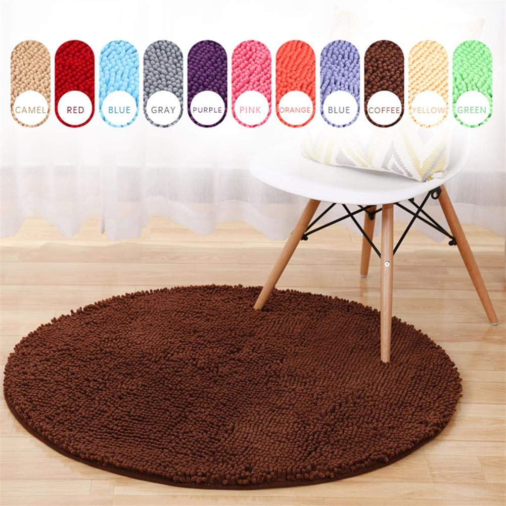 GueTTO Ciniglia Tappeto Rotondo, Antiscivolo Shaggy ciniglia Tappetino da Bagno morbide Microfibre Bagno Tappeto con Acqua Assorbente, Lavabile in Lavatrice,caffè,80cm