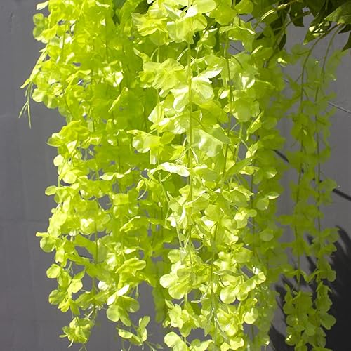 Miniatura 4 de Paquete de 12 flores artificiales de seda, glicinia, vid de ratta, flores colgantes (verde)