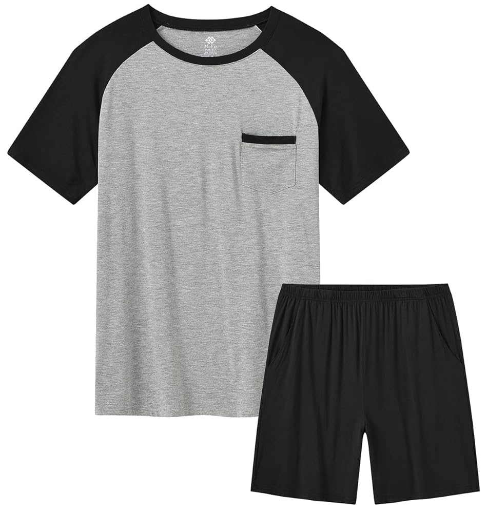 MoFiz Mens Pajama Short Set 2 Piece Summer Outfits