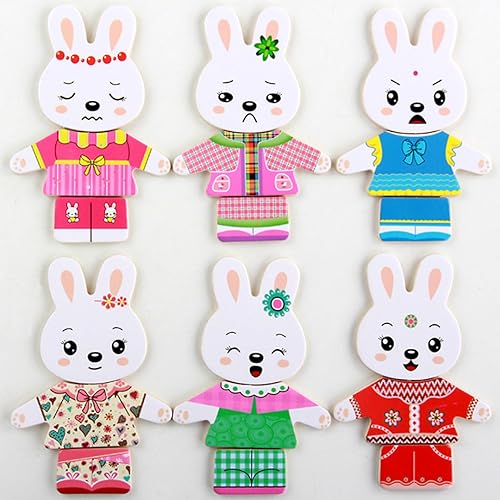 Miniatura 7 de Goclothod Rompecabezas de madera 72 piezas para niños, juguetes educativos tempranos, juego de rompecabezas de vestir