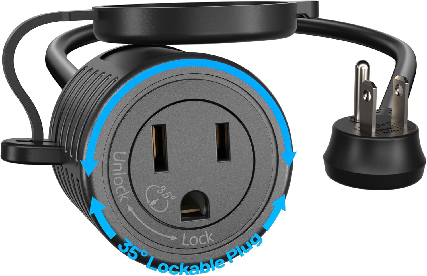 Indoor Outdoor Black Extension Cord 1/3/6/10/15/25 ft