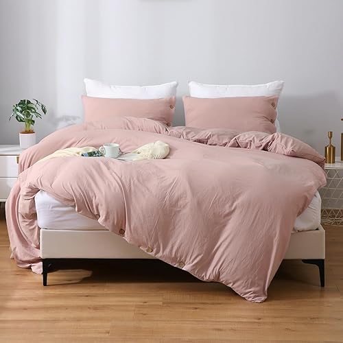 APSMILE Juego de funda de edredón tamaño Queen color lila bruñido, 3 piezas con 1 funda de edredón de 90 x 90 pulgadas y 2 fundas de almohada (sin