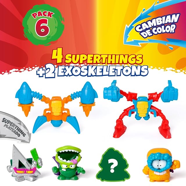 Foto 2 de 7 de SUPERTHINGS Serie Mutant Battle - Pack de 6. Incluye 4 SuperThings (1 capitán Plateado) y 2 Exoskeletons.…