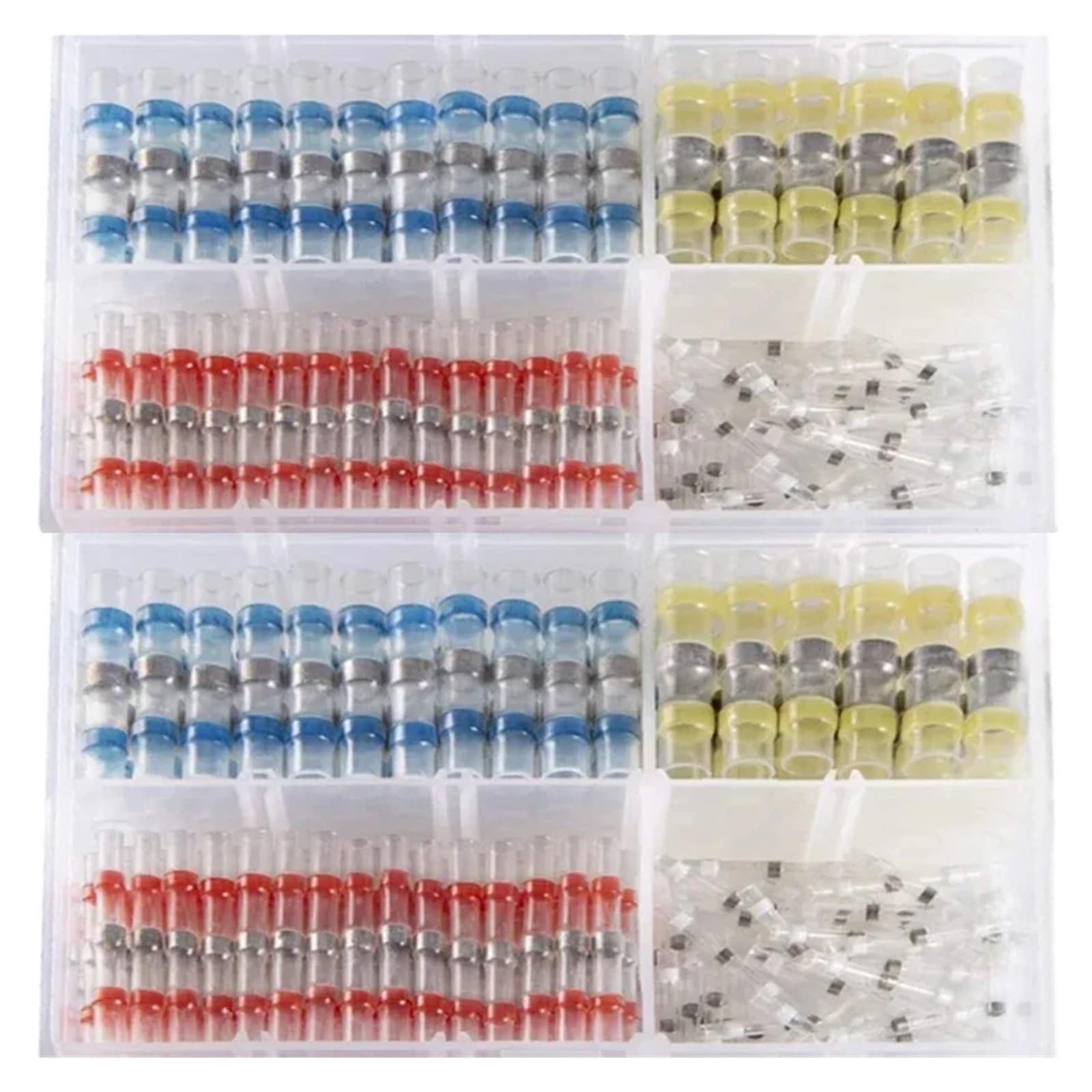 VWWJCCRO 120PCS Solder Seal Wire Connector Boxed 2:1 Heat Shrink Sealed Insulated Butt Splice Terminal Butt Connectors Kit