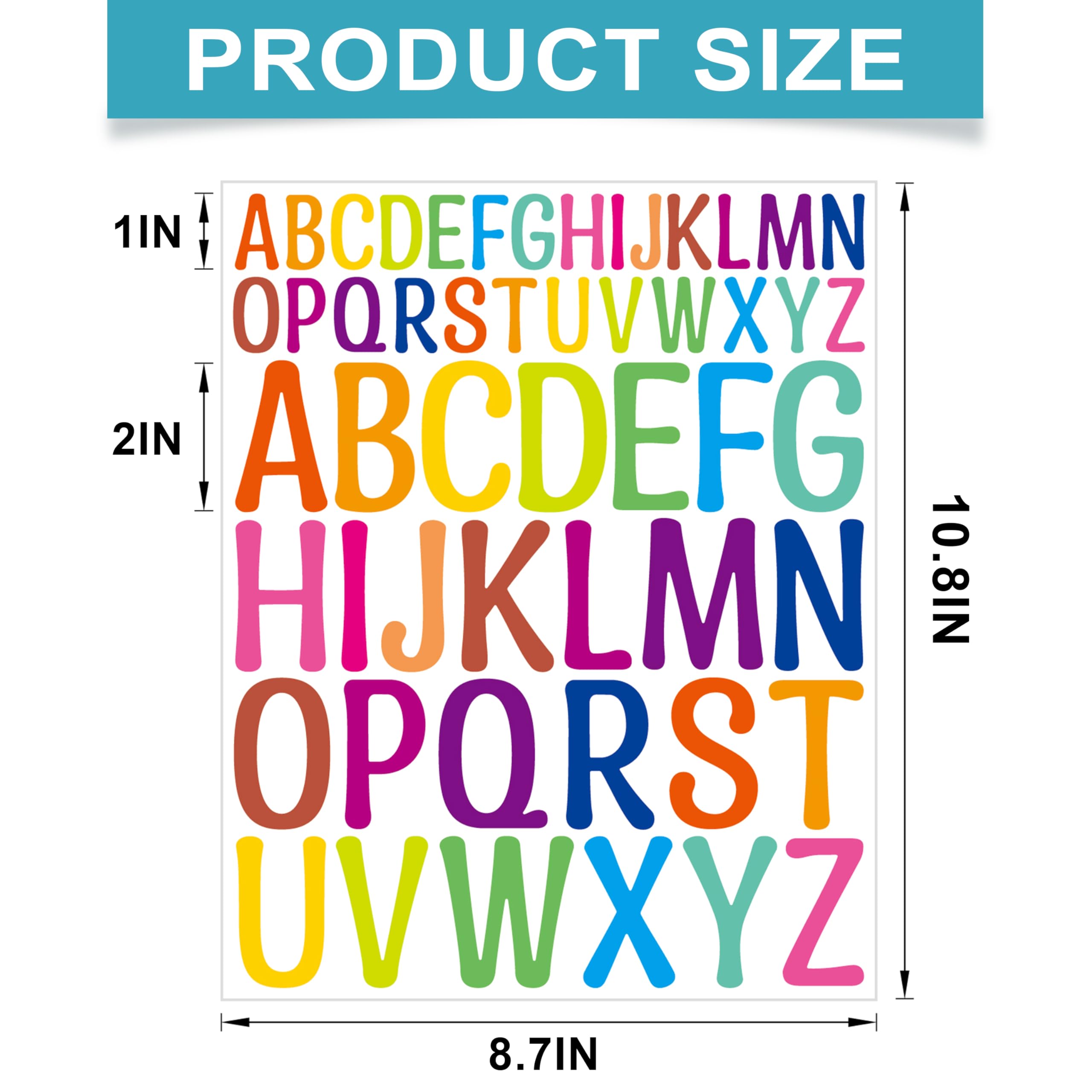 624Pcs 1-2 Inch Alphabet Stickers, 12 Sheets Vinyl Waterproof Letter Stickers, Self-Adhesive Large Stick On Letters for Class, Office, Arts, Crafts, Poster Board, Mailboxes, Handbook (Colorful)