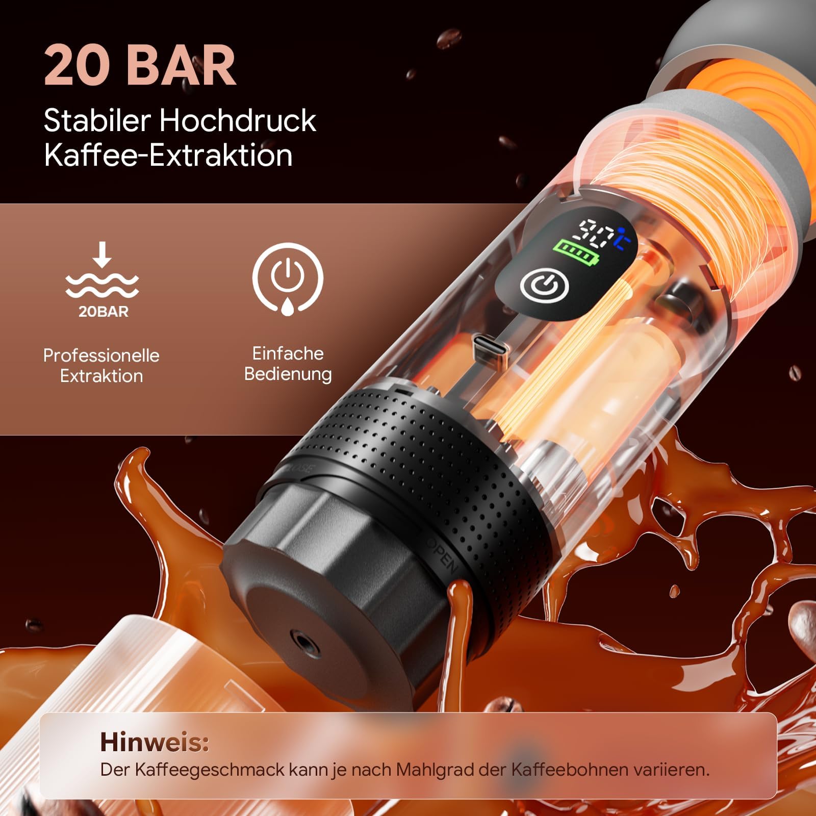 kejector Cafetera portátil de viaje, máquina de café espresso nano para coche, compatible con café molido, cápsula para autocaravana, senderismo, camping, oficina, espresso de viaje
