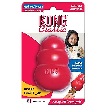 Goofy Tails Kong Classic Medium Rubber Chew Toy for Dogs| Food and Treat Dispensing Dog Toys for Medium Dogs (Weight Between 7-16 Kg) (Red, Medium)