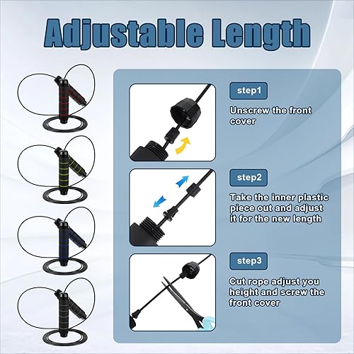 Miniatura 4 de 12 cuerdas de saltar con rodamientos de bolas, cuerda de salto de velocidad ajustable con asas de espuma para fitness, ejercicio, entrenamiento