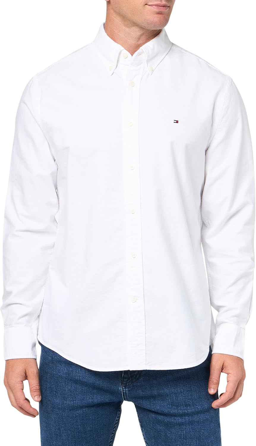 Tommy Hilfiger Mens Long Sleeve Oxford Shirts in Regular Fit, Men's Button Down Shirts, Also Available in Big and Tall - Image 3