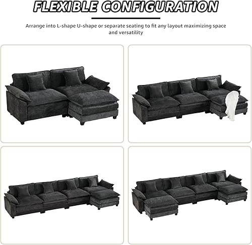 Miniatura 6 de Modernos y acogedores sofás seccionales para sala de estar, cómodos sofás seccionales verdes, sofá para sala de estar, sofás y sofás (negro,