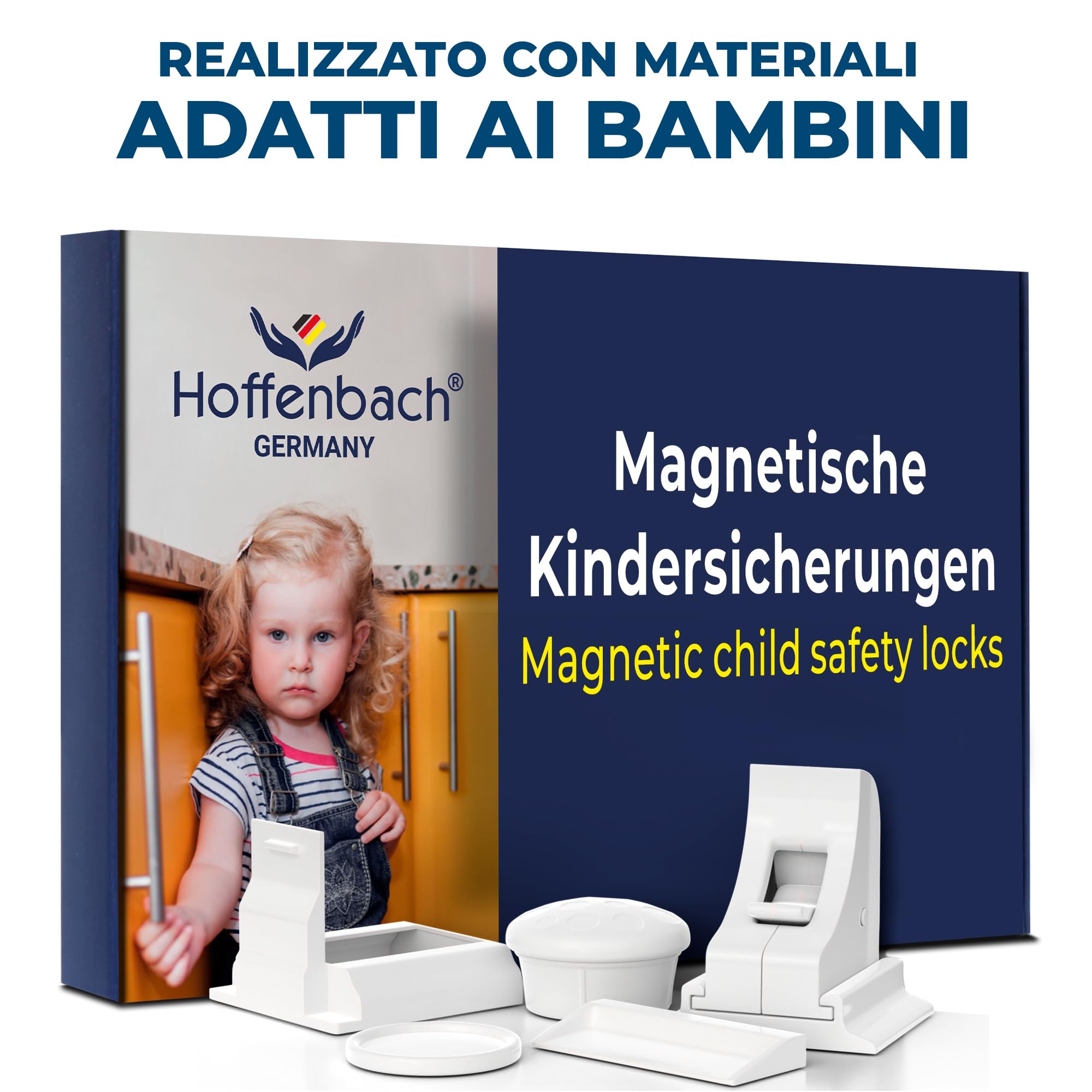 Blocca Cassetti per Bambini Hoffenbach 12 Serrature 3 Chiavi Chiusura Magnetica Bianco