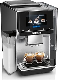 Siemens Fully Automatic Coffee Machine EQ700 Integral, Large Coloured TFT Display, 36 Hot and Cold Drinks, Cold Brew, 2-Cup Function, App Control, Automatic Cleaning System, Stainless Steel, Black