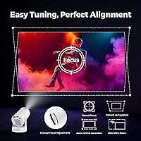 Vista 4 de Mini Projector with Wifi and Bluetooth, 4K Portable Projector with 5W Speaker, Auto Vertical Keystone&180 Rotatable, 200Ansi Moive Proyector for