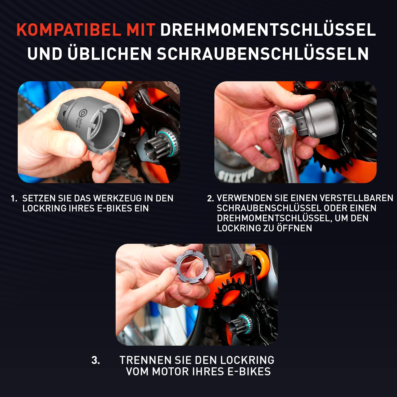 Tretlager Werkzeug für Bosch Lockring Gen 3/4/5 – Hochwertiges Tretlagerschlüssel für E-Bike Tretlager | Werkzeug & Kurbelabzieher Fahrrad | Bosch Spider Tool