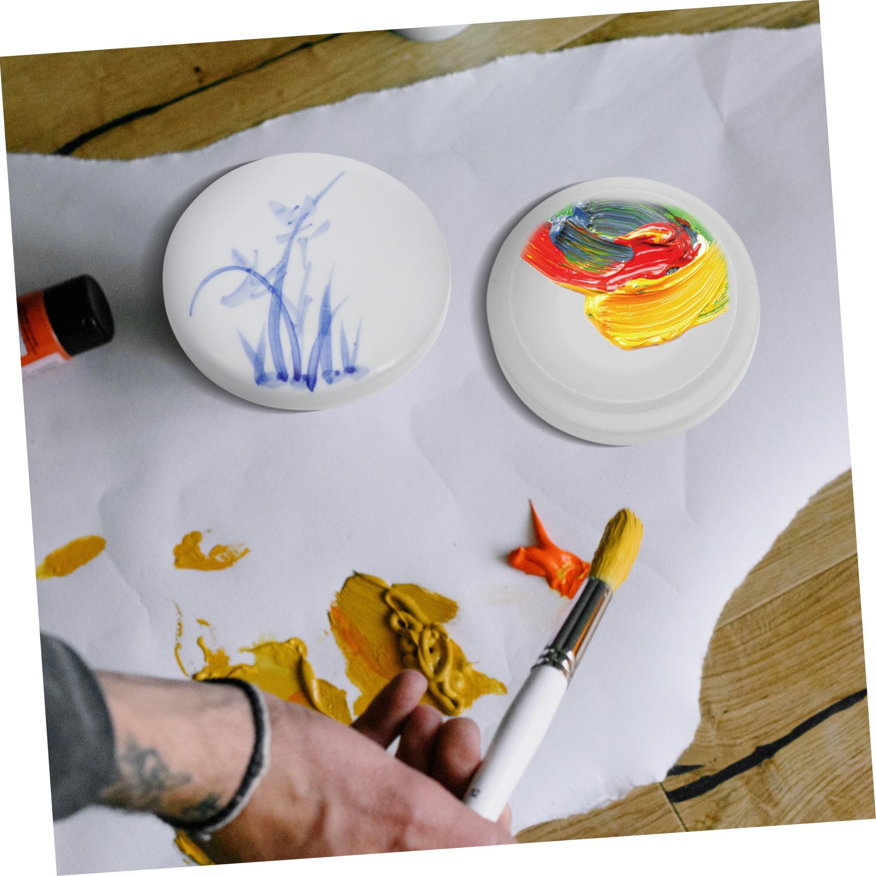Keramische für Selbstgemacht Malerei Leicht zu Reinigen Farbmischpalette mit Deckel Weiß 5-lagiges Maltablett für Professionelle Maler und Kinder