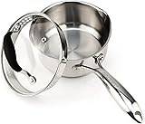 AVACRAFT Multipurpose Sauce Pan/Pot, Stainless Steel with Glass Strainer Lid, Two Side Spouts for Easy Pour with Ergonomic Handle (5-Ply Capsule Bottom, 1.5 Quart) 5-ply Capsule Bottom 1.5 Quarts