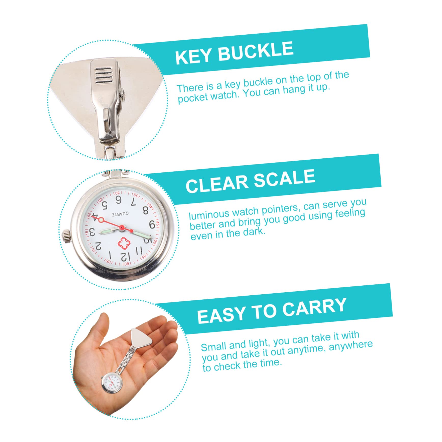 LIFKOME 5stücke Clip Pocket Watch Quartz Uhr Für Und Senioren Tragbare Ansteckuhr Für Alltag Einfach Zu Bedienen Und Leicht Zu Transportieren