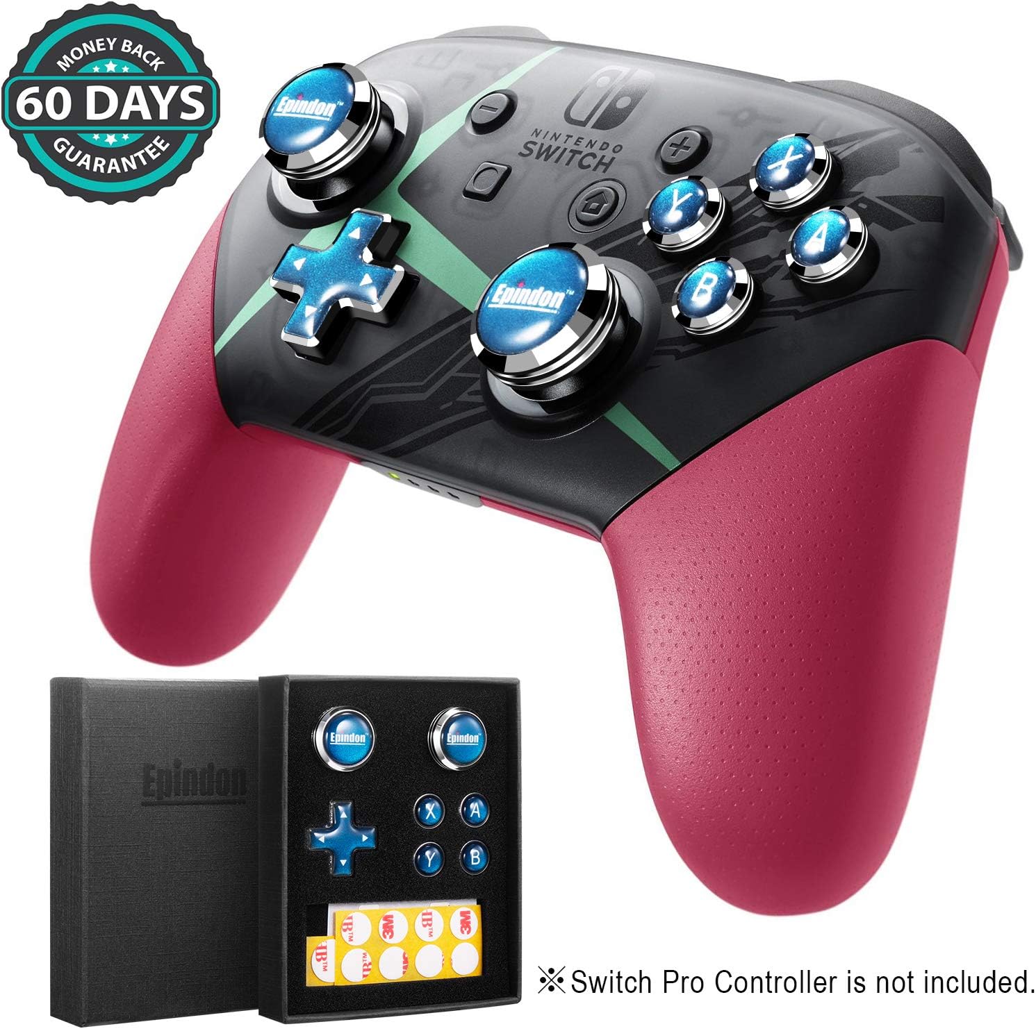 Epindon Thumb Grips, Analog Caps, Buttons Cover for Switch Pro Controller - Navyblue