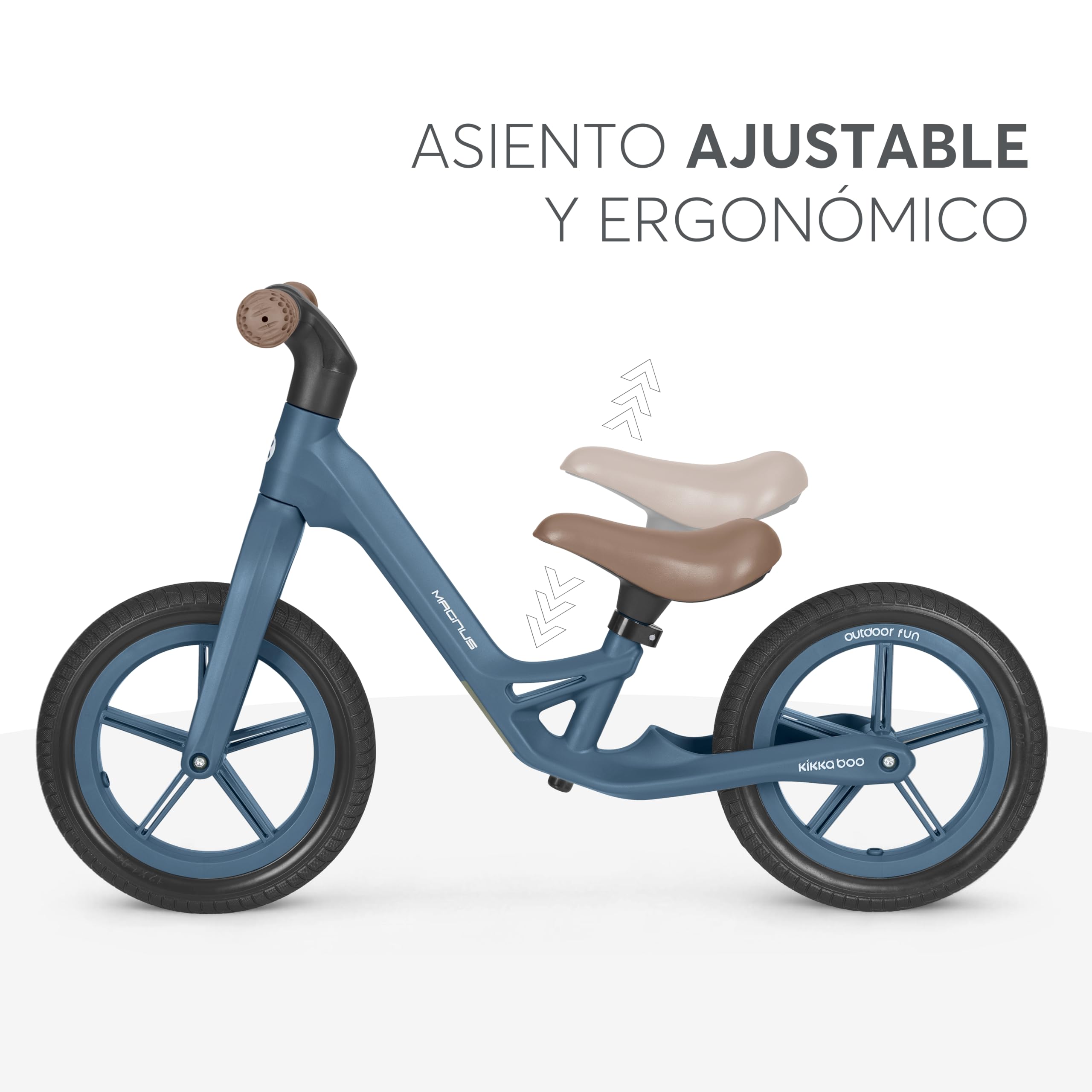 KikkaBoo Magnus Bicicleta sin Pedales para Niños de 3 a 6 Años, Cuadro Ligero de Fibra de Vidrio, Sillín Ajustable, Manillares Antideslizantes, Ruedas PU Resistentes