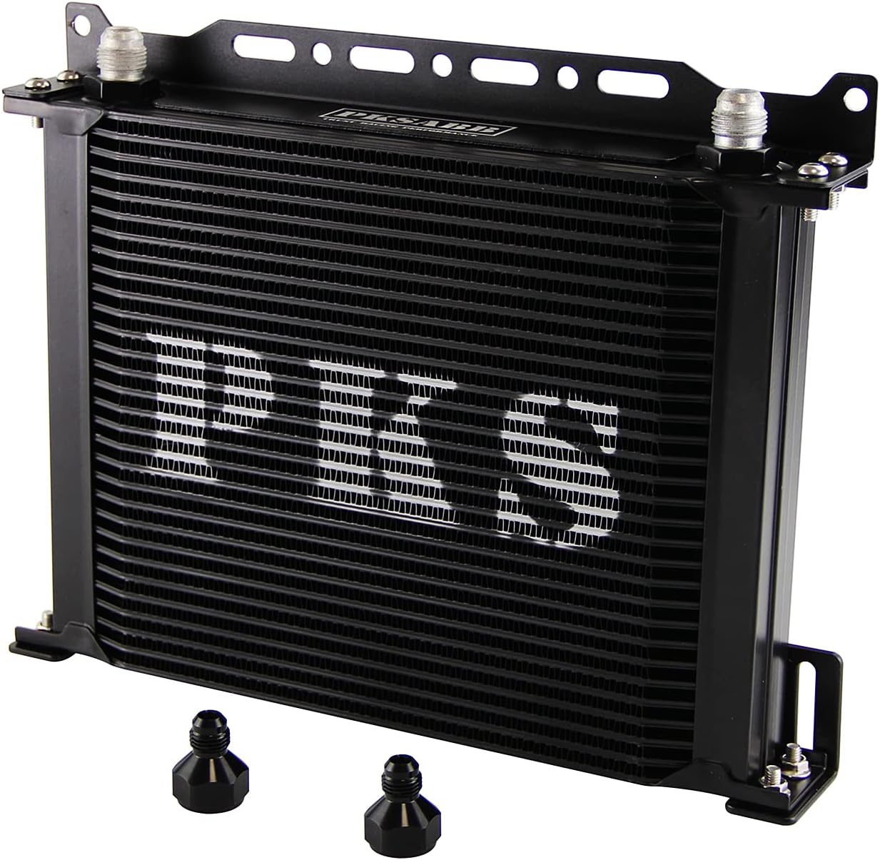 30 Row Oil Cooler Mounting Bracket Kit 8AN Stacked Plate Engine Oil Cooler Aluminium Transmission Oil Cooler Black British Radiator with 2Pcs Fittings AN8(3/4"-16 UNF) to AN6(9/16"-18 UNF)