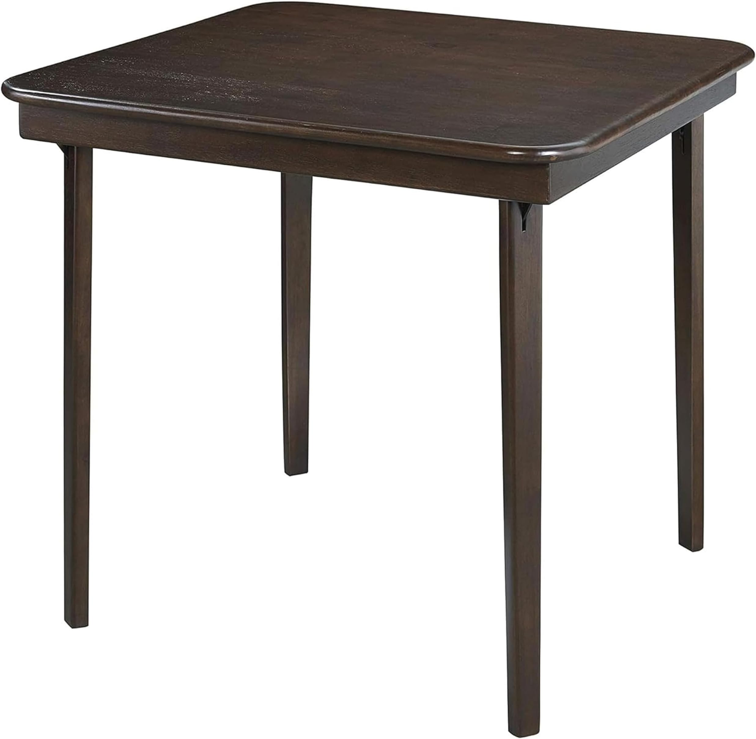 MECO Stakmore Classic Straight Edge Wood Folding Table, 32" x 32" Surface with 3.375” Fold – Espresso Frame Portable Table for Easy Storage in Small Spaces, No Assembly Required