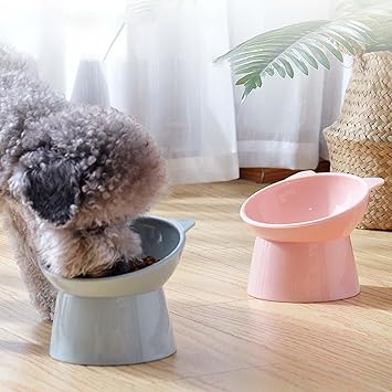 CALANDIS Elevated Raised Cat Bowl Food Bowl Water Feeder Puppy Non Slip for Dog Pink