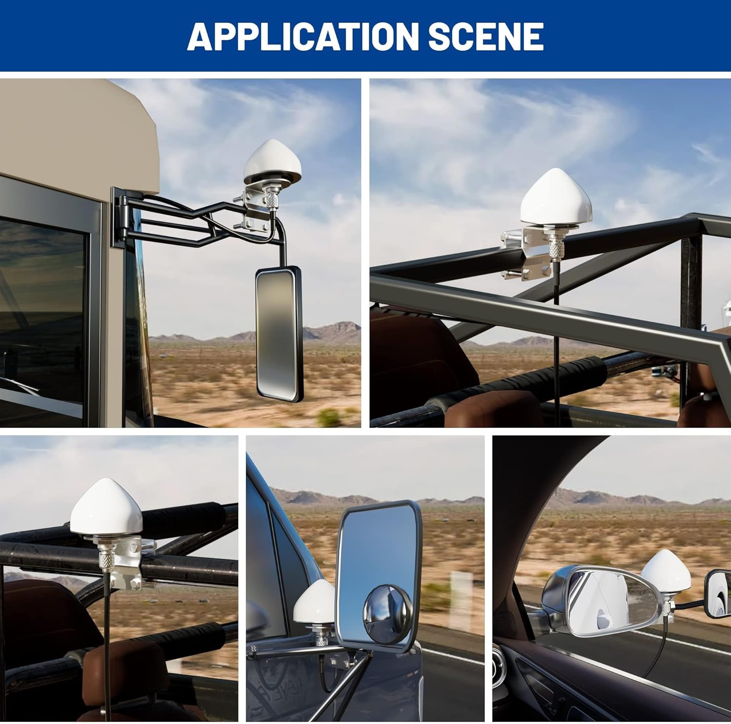 Anina Sirius XM Satellite Radio Antenna, Mirror Tubular Mount Aerial with SMB Connector 21ft Extension Wire for Semi Truck RV Trailer Car Vehicle, High Gain Sirius XM Stereo Receiver Tuner Antenna