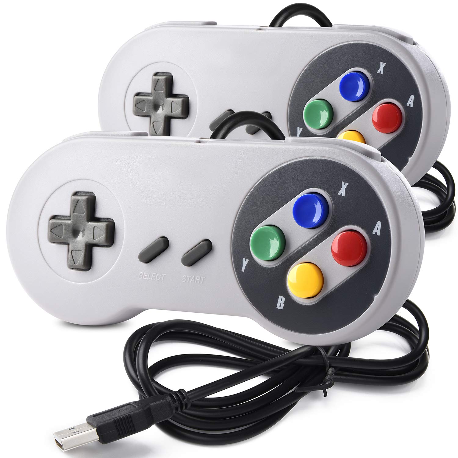 Buy 2 Pack SAFFUN Retro SNES USB Controller Gamepad, USB PC Super