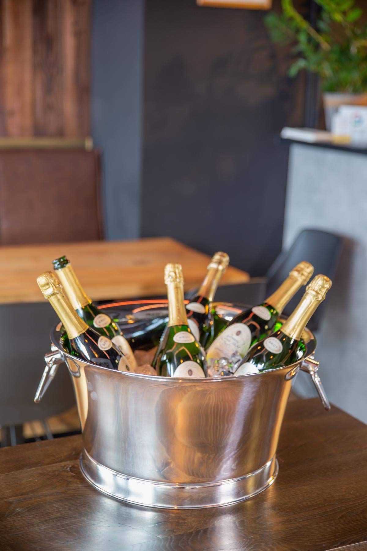 EDZARD Samu - Raffreddatore per champagne (Ø 48 cm, grande) in acciaio inox – Refrigeratore per bottiglie a doppia parete – Refrigeratore per 6 bottiglie – Ciotola per vino, spumante e cubetti di