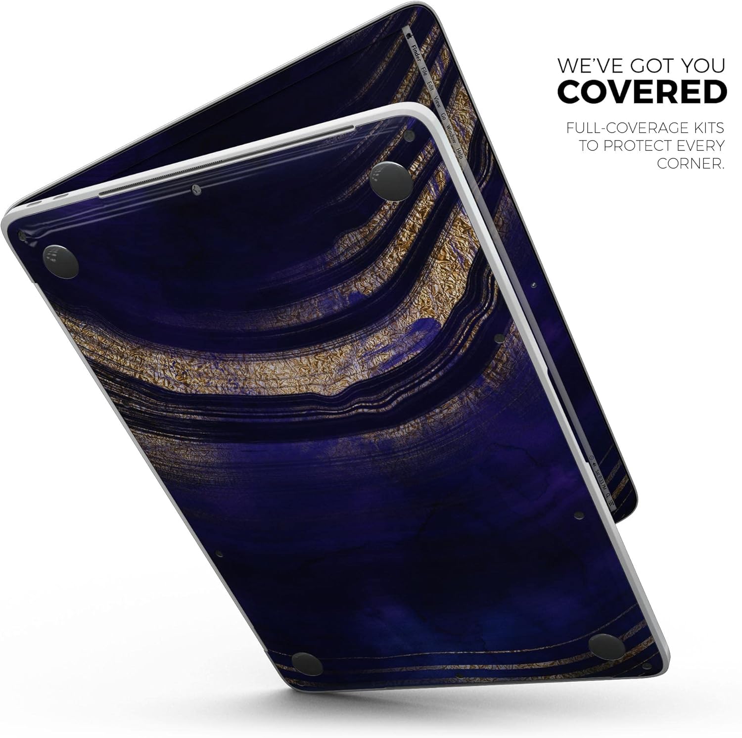 DesignSkinz - Vivid Agate Vein Slice Blue V2 - Full-Body Wrap Protective Decal Skin Kit Compatible with MacBook 13" Pro M1 (A2338)