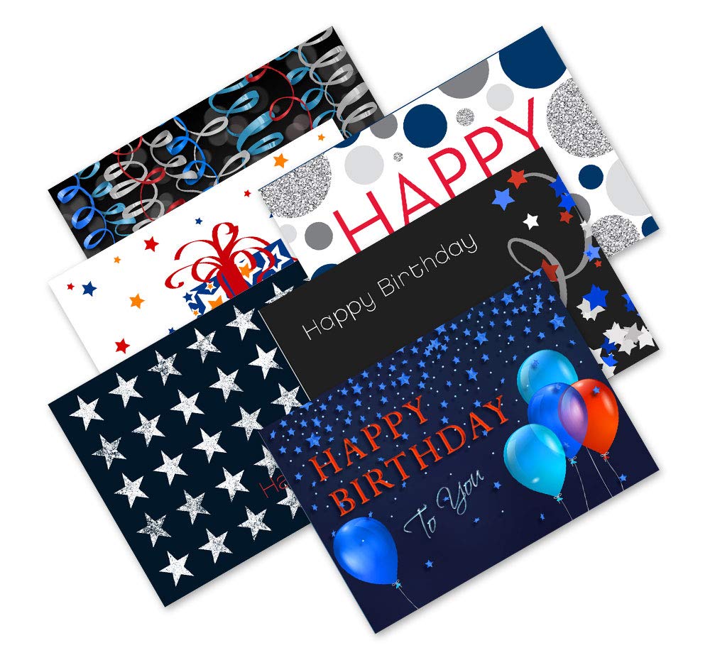 Patriotic Birthday Cards - Assortment Pack - 30 Cards with Envelopes | Printed in the USA